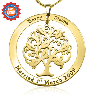 Personalised Tree of My Life Washer 9 - 18ct Gold Plated - AMAZINGNECKLACE.COM