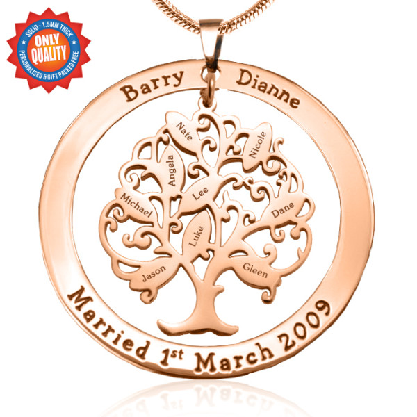 Personalised Tree of My Life Washer 9 - 18ct Rose Gold Plated - AMAZINGNECKLACE.COM