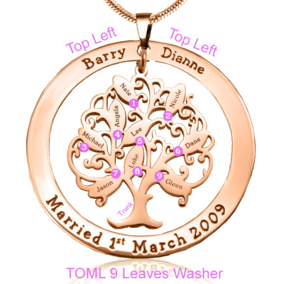 Personalised Tree of My Life Washer 9 - 18ct Rose Gold Plated - AMAZINGNECKLACE.COM