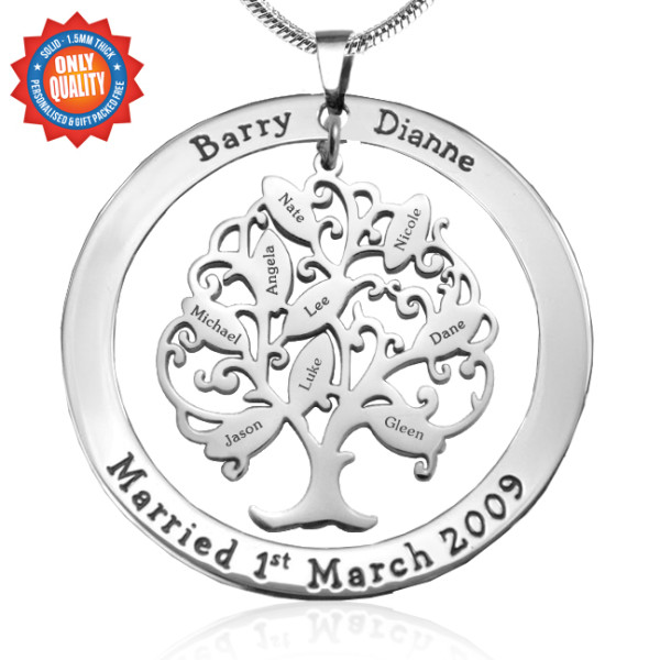 Personalised Tree of My Life Washer 9 - Sterling Silver - AMAZINGNECKLACE.COM
