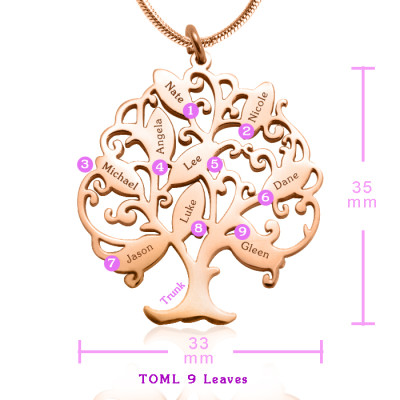 Personalised Tree of My Life Necklace 9 - 18ct Rose Gold Plated - AMAZINGNECKLACE.COM