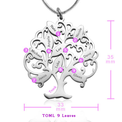 Personalised Tree of My Life Necklace 9 - Sterling Silver - AMAZINGNECKLACE.COM