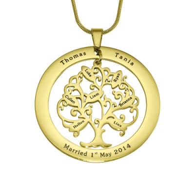 Personalised Tree of My Life Washer 7 - 18ct Gold Plated - AMAZINGNECKLACE.COM
