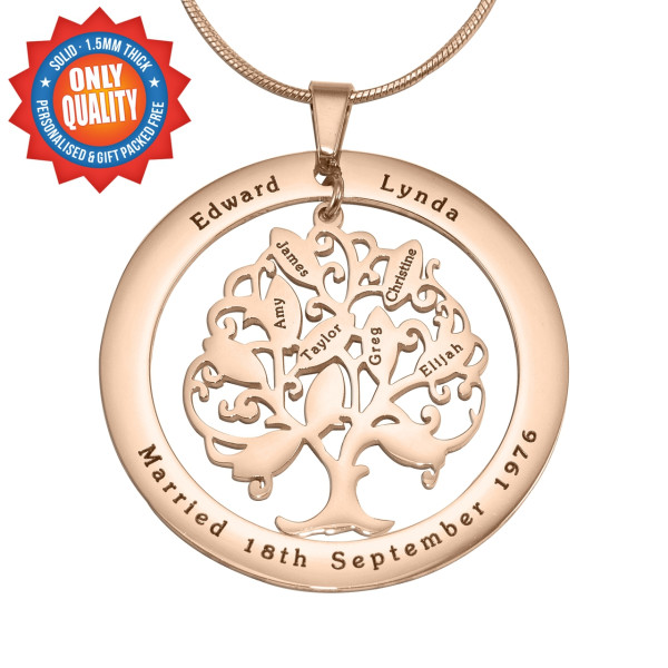 Personalised Tree of My Life Washer 10 - 18ct Rose Gold Plated - AMAZINGNECKLACE.COM