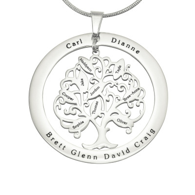 Personalised Tree of My Life Washer 9 - Sterling Silver - AMAZINGNECKLACE.COM