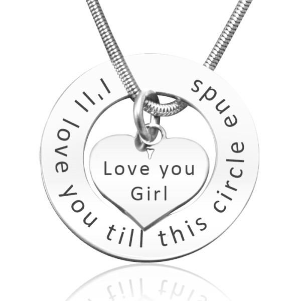 Personalised Circle My Heart Necklace - Sterling Silver - AMAZINGNECKLACE.COM