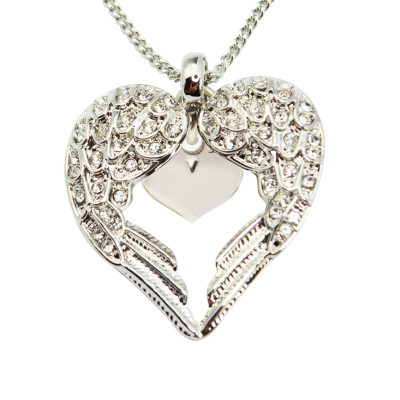 Personalised Angels Heart Necklace with Heart Insert - AMAZINGNECKLACE.COM