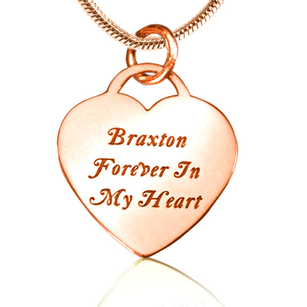 Personalised Forever in My Heart Necklace - 18ct Rose Gold Plated - AMAZINGNECKLACE.COM
