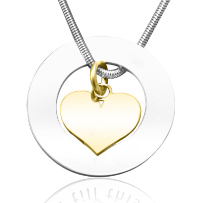 Personalised Circle My Heart Necklace - Two Tone HEART in Gold - AMAZINGNECKLACE.COM