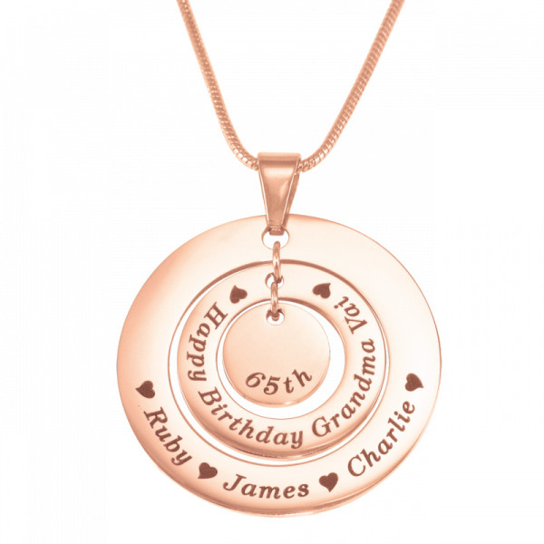 Personalised Circles of Love Necklace - 18ct Rose Gold Plated - AMAZINGNECKLACE.COM