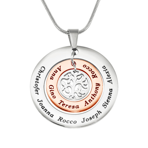 Personalised Circles of Love Necklace - TWO TONE - Rose Gold  Silver - AMAZINGNECKLACE.COM
