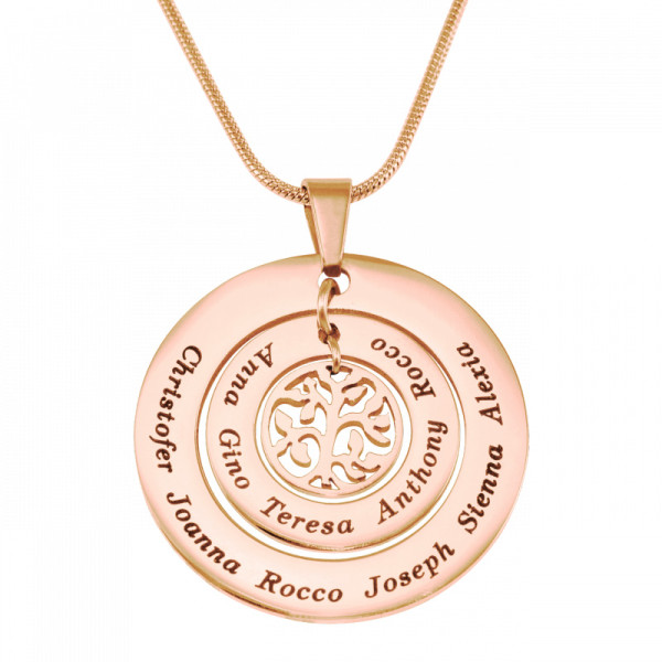 Personalised Circles of Love Necklace Tree - 18ct Rose Gold Plated - AMAZINGNECKLACE.COM