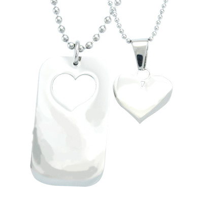 Personalised Dog Tag - Stolen Heart - Two Necklaces - Silver - AMAZINGNECKLACE.COM