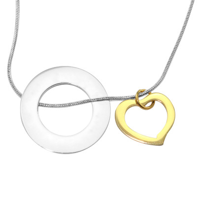 Personalised Heart Washer Necklace - TWO TONE - Gold  Silver - AMAZINGNECKLACE.COM