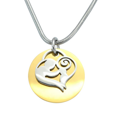 Personalised Mother's Disc Single Necklace - Two Tone - Gold  Silver - AMAZINGNECKLACE.COM