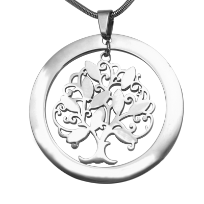Personalised Tree of My Life Washer Necklace 10 - Sterling Silver - AMAZINGNECKLACE.COM