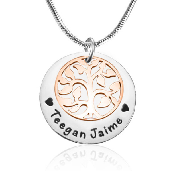 Personalised My Family Tree Single Disc - Two Tone - Rose Gold  Silver - AMAZINGNECKLACE.COM