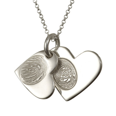 925 Sterling Silver FingerPrint Cascade Heart Pendant - AMAZINGNECKLACE.COM
