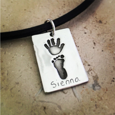 925 Sterling Silver Hand/Foot Print Double Dogtag - AMAZINGNECKLACE.COM