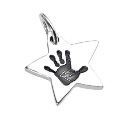 925 Sterling Silver Hand / Footprint Star Pendant - AMAZINGNECKLACE.COM