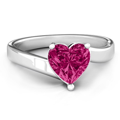 Passion  Large Heart Solitaire Personalised Ring - AMAZINGNECKLACE.COM