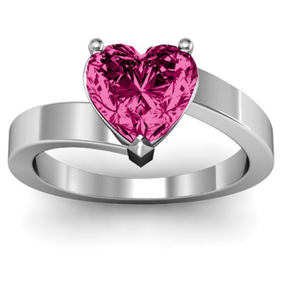 Passion  Large Heart Solitaire Personalised Ring - AMAZINGNECKLACE.COM