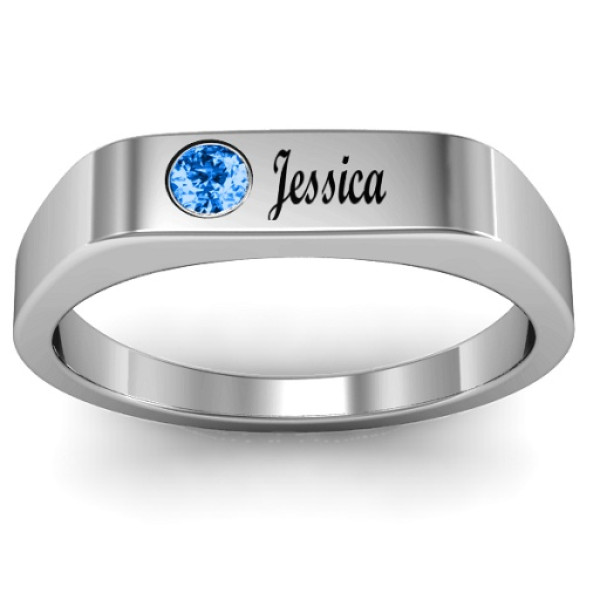 Soliloquy  Stone and Name Personalised Ring  - AMAZINGNECKLACE.COM