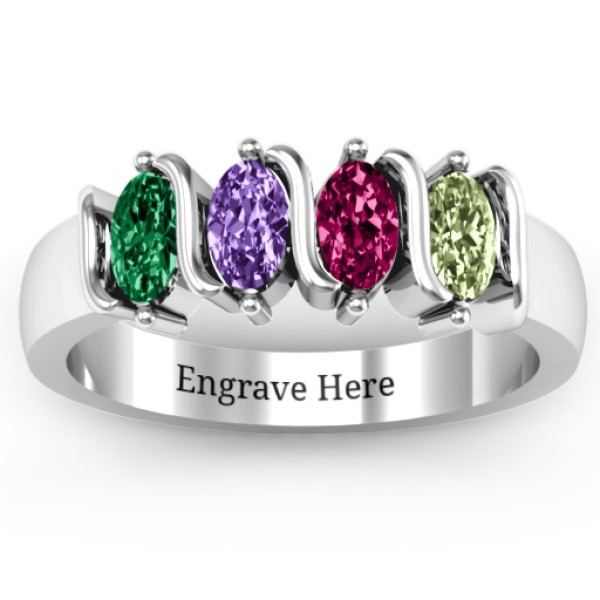 2-5 Oval Stones Personalised Ring  - AMAZINGNECKLACE.COM