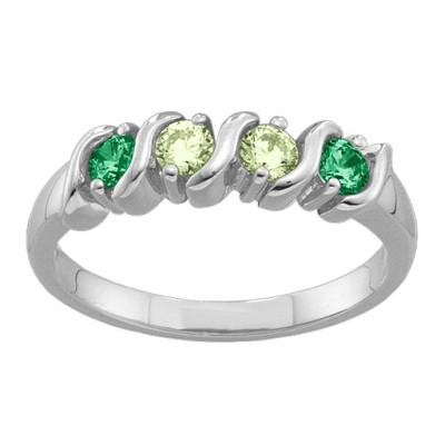 2-6 Gemstones S-Curve Personalised Ring  - AMAZINGNECKLACE.COM