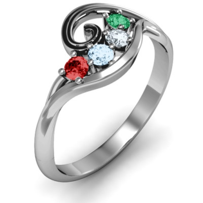 3 - 8 Stone Swirl Personalised Ring  - AMAZINGNECKLACE.COM