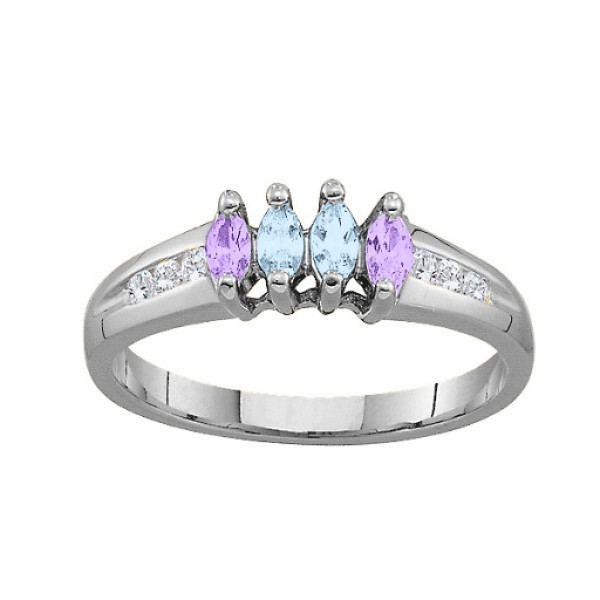 3-6 Marquise Personalised Ring With Channel Set Accents - AMAZINGNECKLACE.COM