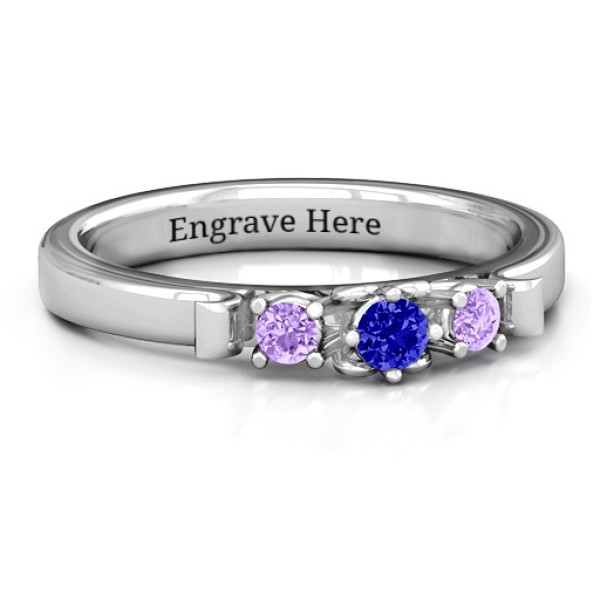 3-Stone Personalised Ring with Heart Gallery  - AMAZINGNECKLACE.COM