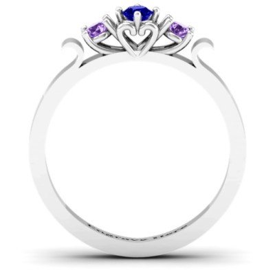3-Stone Personalised Ring with Heart Gallery  - AMAZINGNECKLACE.COM