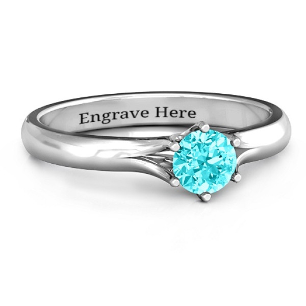 6 Prong Solitaire Personalised Ring - AMAZINGNECKLACE.COM