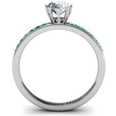 8 Prong Solitaire Set Personalised Ring with Twin Channel Accent Rows - AMAZINGNECKLACE.COM
