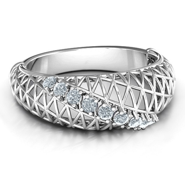 9 Stone Geometric Mesh Personalised Ring  - AMAZINGNECKLACE.COM