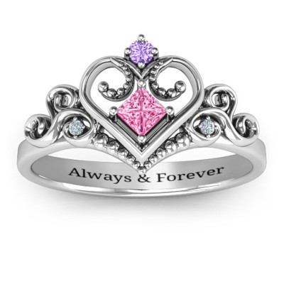 Fairytale Princess Tiara Personalised Ring with Blue Topaz (Simulated) Stones  - AMAZINGNECKLACE.COM