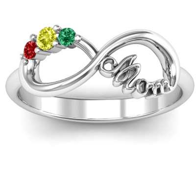 Mom's Infinite Love Personalised Ring with 2-10 Stones and 3 Cubic Zirconias Stones  - AMAZINGNECKLACE.COM
