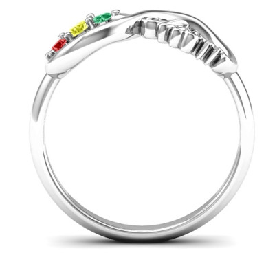 Mom's Infinite Love Personalised Ring with 2-10 Stones and 3 Cubic Zirconias Stones  - AMAZINGNECKLACE.COM