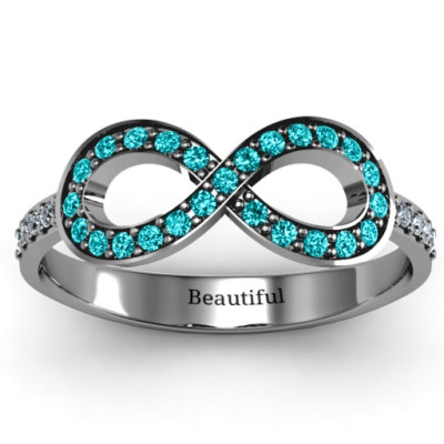 Accented Infinity Personalised Ring with Shoulder Stones  - AMAZINGNECKLACE.COM