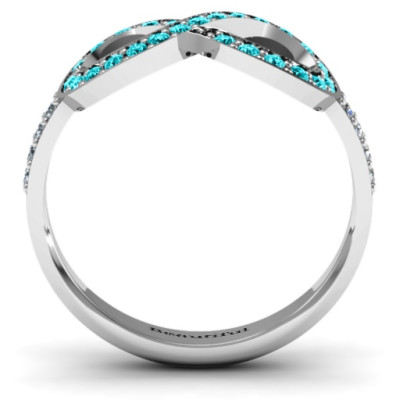 Accented Infinity Personalised Ring with Shoulder Stones  - AMAZINGNECKLACE.COM