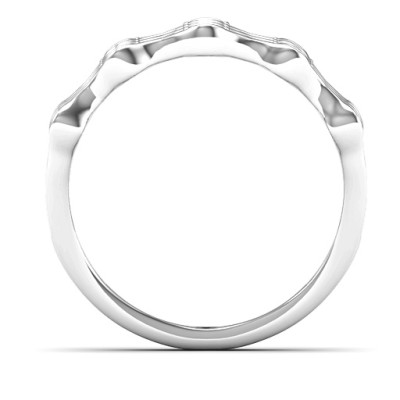 Alternating Stone Fashion Wave Personalised Ring  - AMAZINGNECKLACE.COM