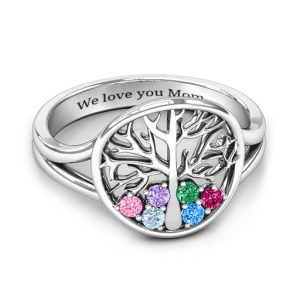Always Around Love 6 Stone Family Tree Personalised Ring  - AMAZINGNECKLACE.COM