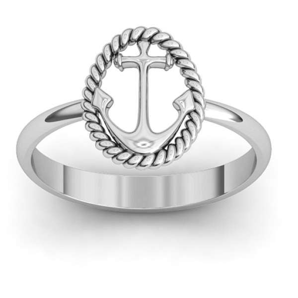 Anchor Personalised Ring - AMAZINGNECKLACE.COM