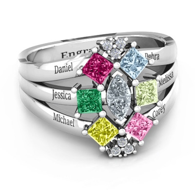 Arachna Centre Marquise and Princess Personalised Ring with Accents - AMAZINGNECKLACE.COM