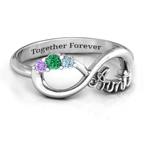 Aunt's Infinite Love Personalised Ring with Stones  - AMAZINGNECKLACE.COM