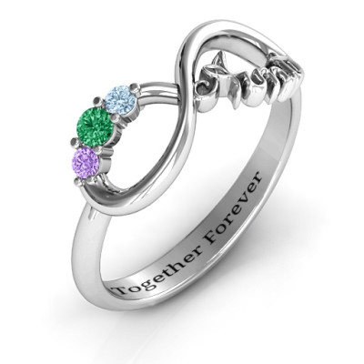 Aunt's Infinite Love Personalised Ring with Stones  - AMAZINGNECKLACE.COM