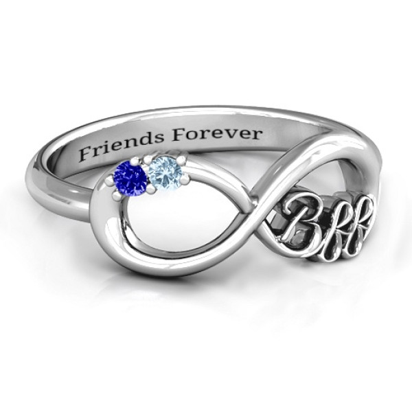 BFF Friendship Infinity Personalised Ring with 2 - 7 Stones  - AMAZINGNECKLACE.COM