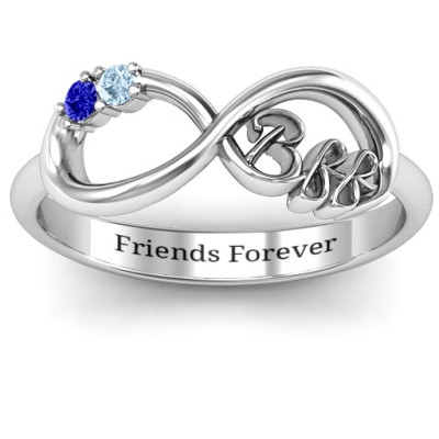 BFF Friendship Infinity Personalised Ring with 2 - 7 Stones  - AMAZINGNECKLACE.COM