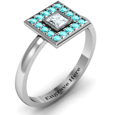 Bezel Princess Stone with Channel Accents Personalised Ring  - AMAZINGNECKLACE.COM